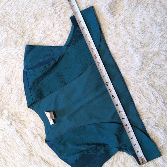 Y2K Vintage Cindy USA Iridescent Aqua Taffeta Cocktail Dress with Shrug Size 3XL - Picture 15 of 16